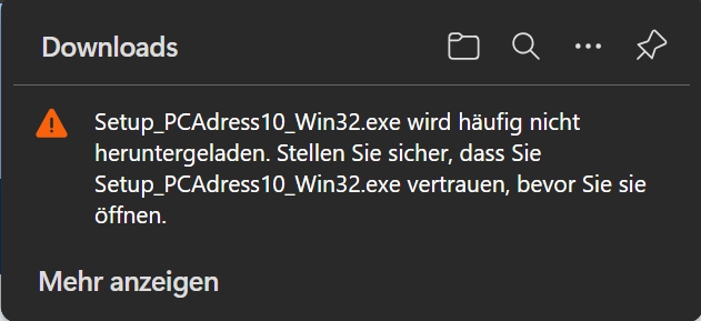 Download-Warnung in Edge