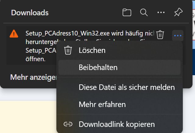 Beibehalten wählen