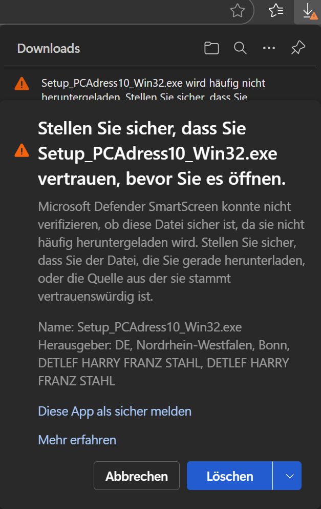 SmartScreen-Warnung bestätigen